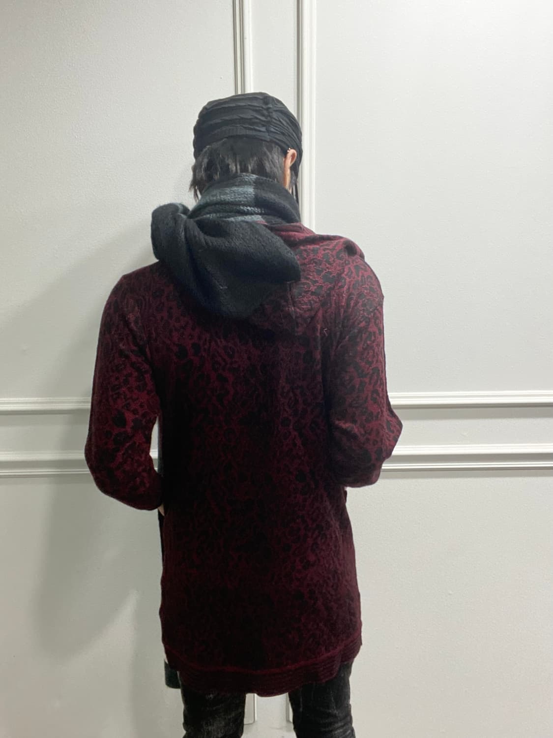 Burgundy Leopard Long Cardigan 상품이미지4