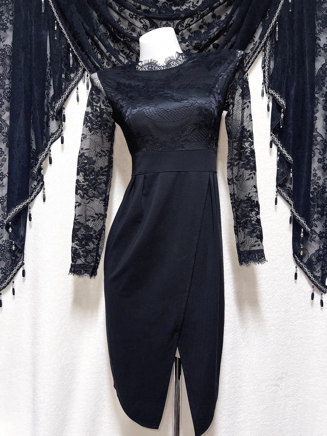 로맨틱고딕 고스로리 펑크 블랙 레이스 시스루 원피스 파티드레스 연말 핀터 상품이미지1