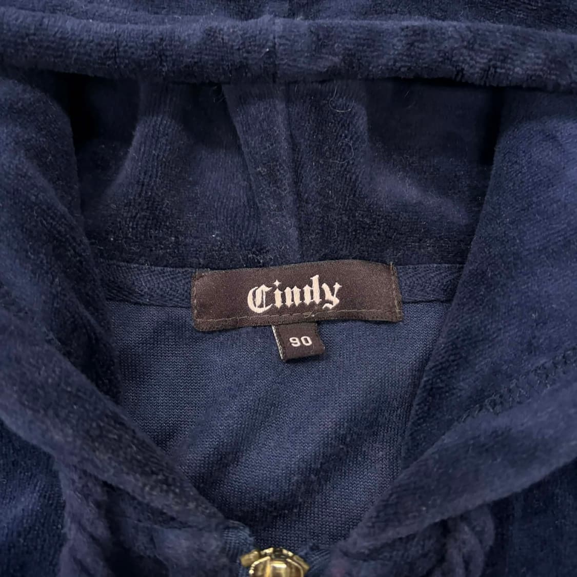 y2k 네이비 벨루어 벨벳 포켓 후드집업 희귀져지(90) 상품이미지5