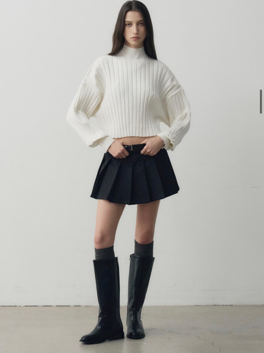 노이어 포 우먼 울 플리츠스커트 블랙 36size 상품이미지1