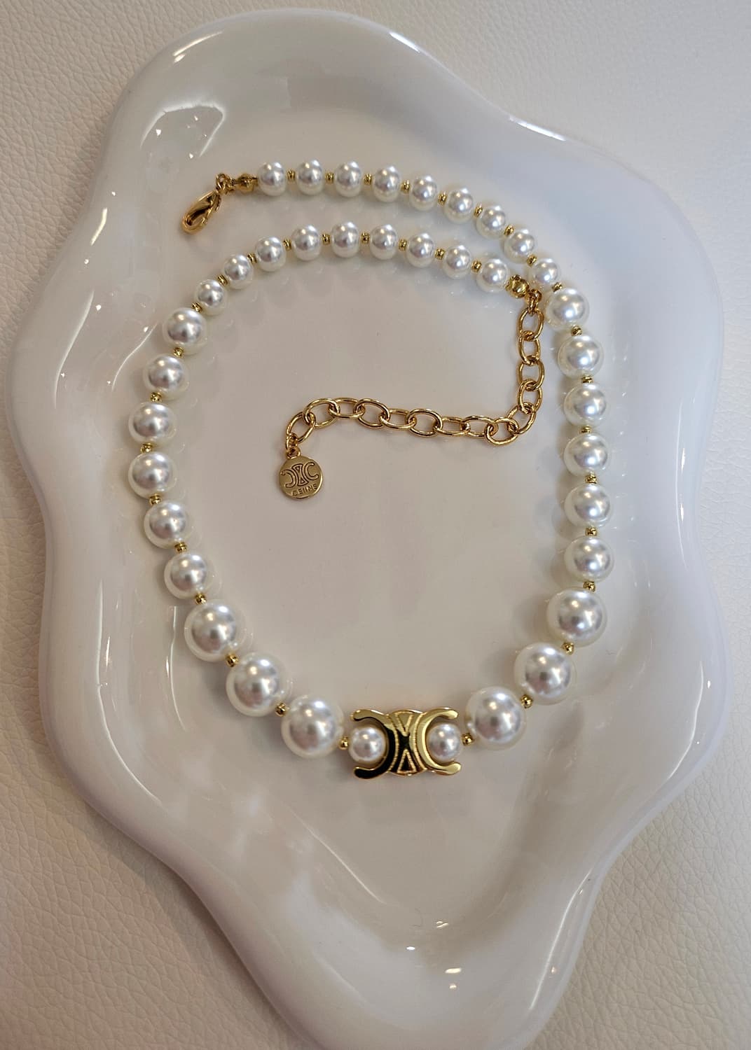 셀린느 양면 트리옹프 스왈진주 초커 목걸이 업사이클링 상품이미지1