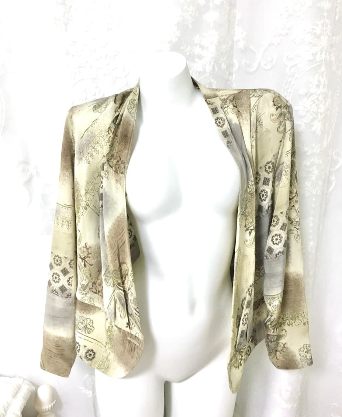 Inpysecond 빈티지 오리엔탈 타이다이 베이지 자켓 블라우스 상품이미지2
