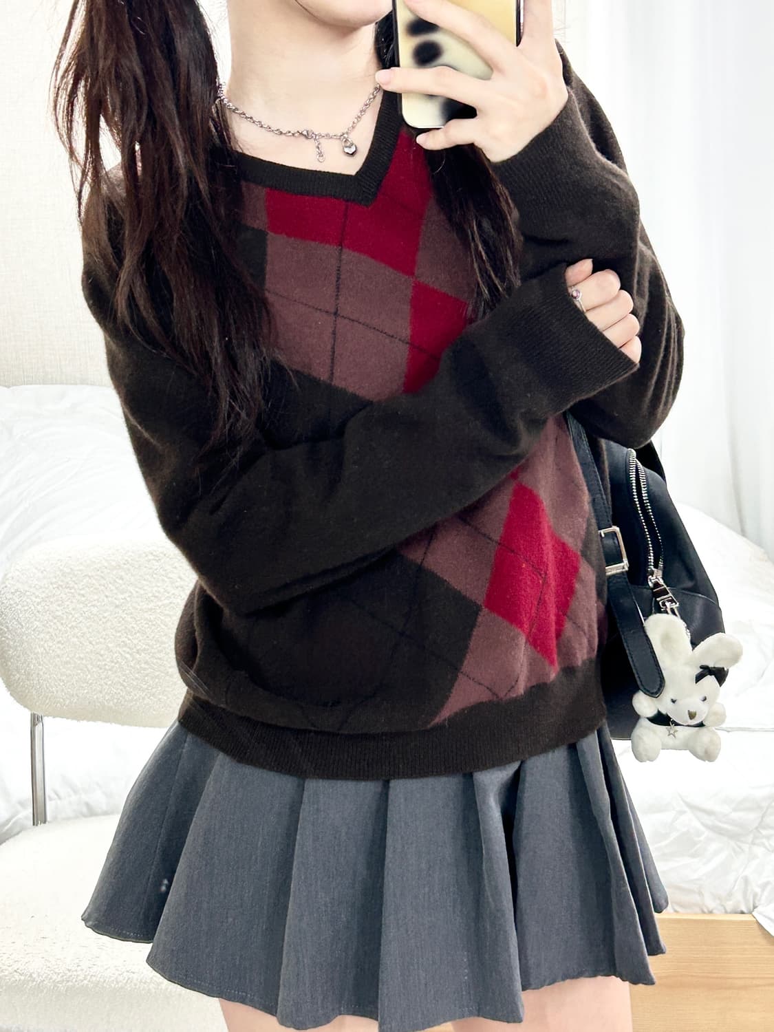 버버리 기마로고 아가일체크 메리노울 니트 상품이미지4