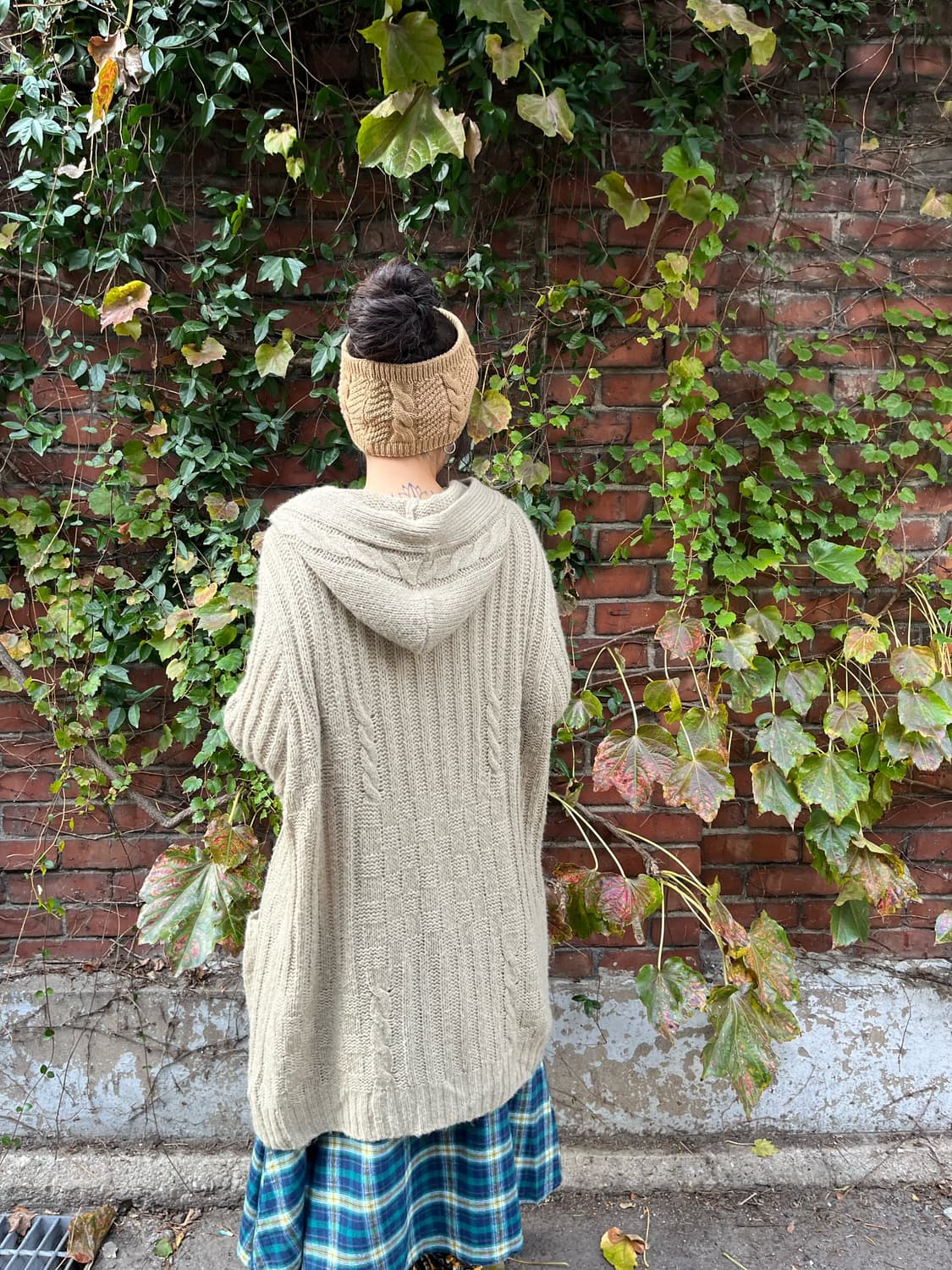 오트밀 데일리무드 니트 후드 가디건 상품이미지4