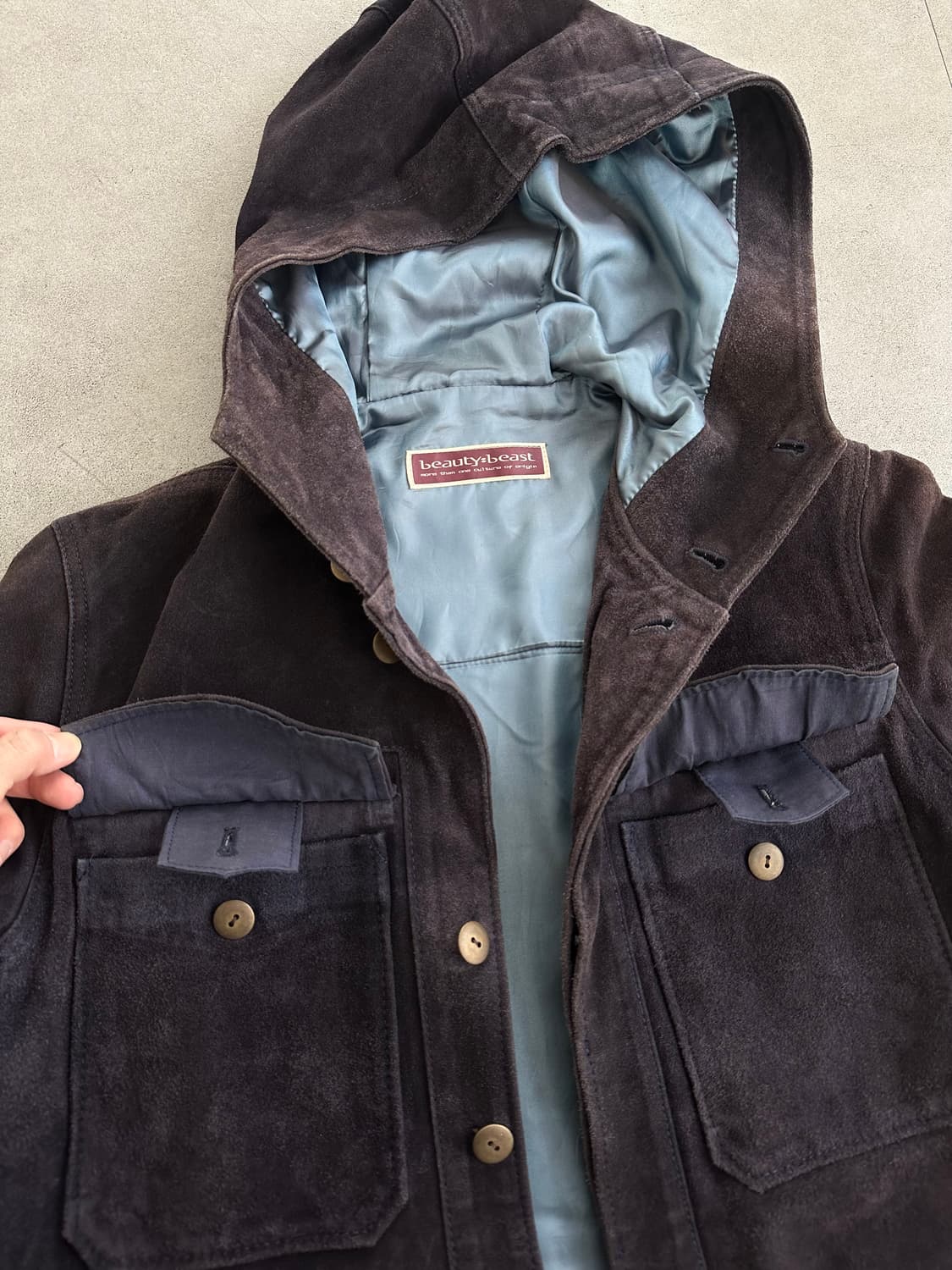 뷰티비스트 퍼플 스웨이드 닌자 후드 자켓 상품이미지6