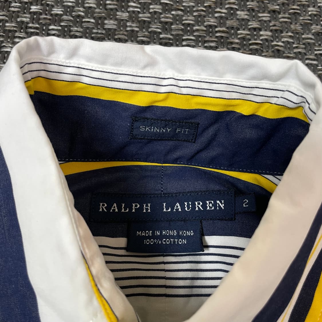 폴로랄프로렌 블루 옐로우 화이트 스트라이프 긴팔 셔츠 스키니핏 2 상품이미지5