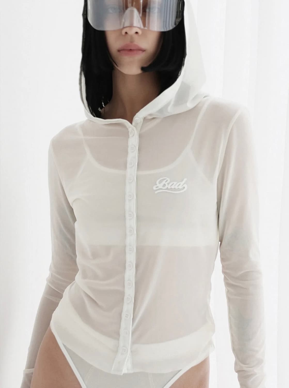 배드블러드) 브리즈 버튼 시스루 후드 가디건 상품이미지7