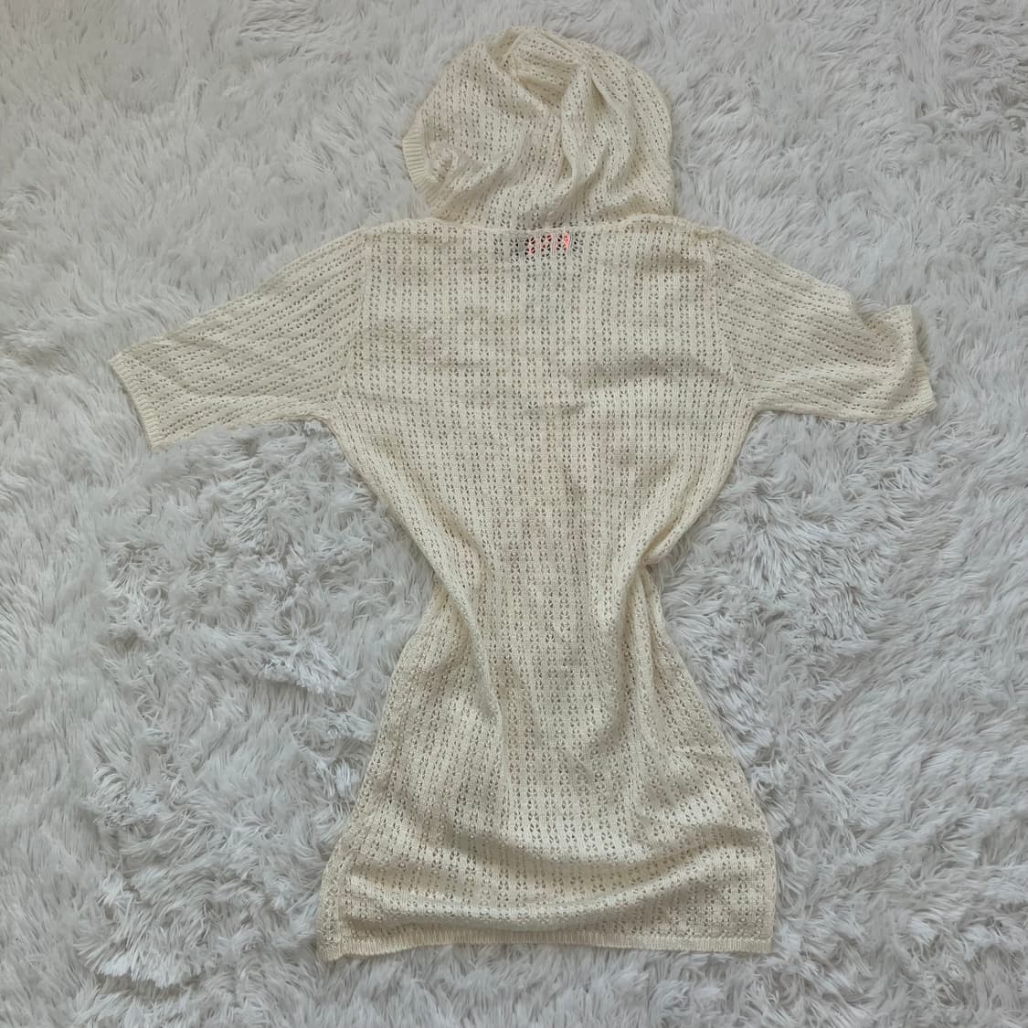 빈티지 아이보리 니트 후드 롱 가디건 y2k 스트릿 갸루 펑키 일본빈티지 상품이미지2