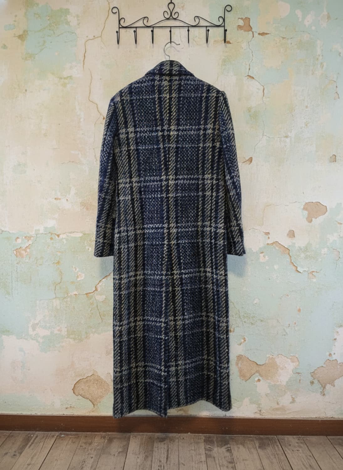 TIME 모 100% 체크 롱 코트 55/66 상품이미지2