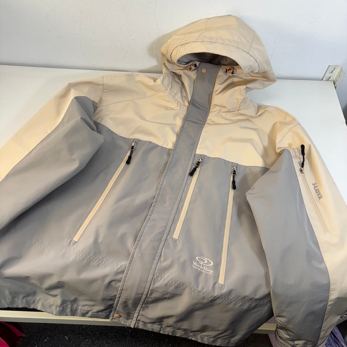 M-L 트래블 오버핏 베이지그레이 투웨이 윈드브레이크 바막자켓 상품이미지1