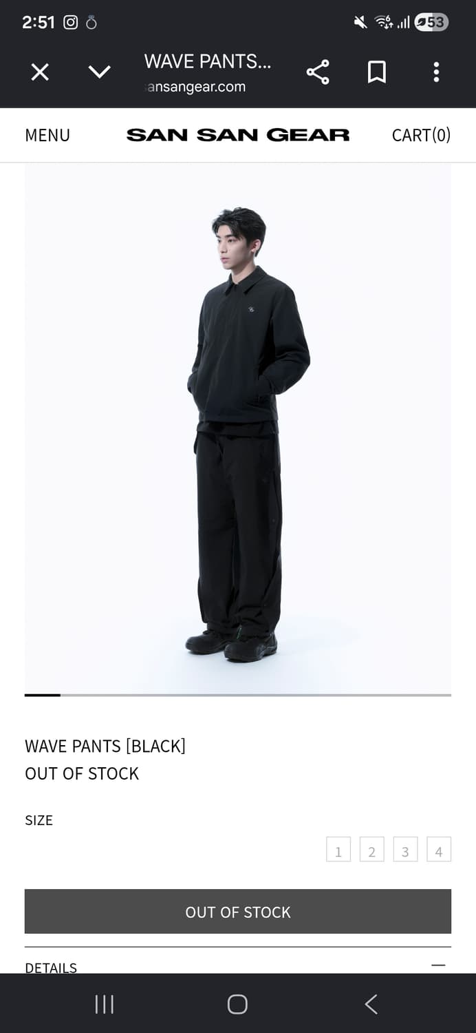산산기어 22s/s 웨이브 팬츠 블랙 2size 상품이미지1