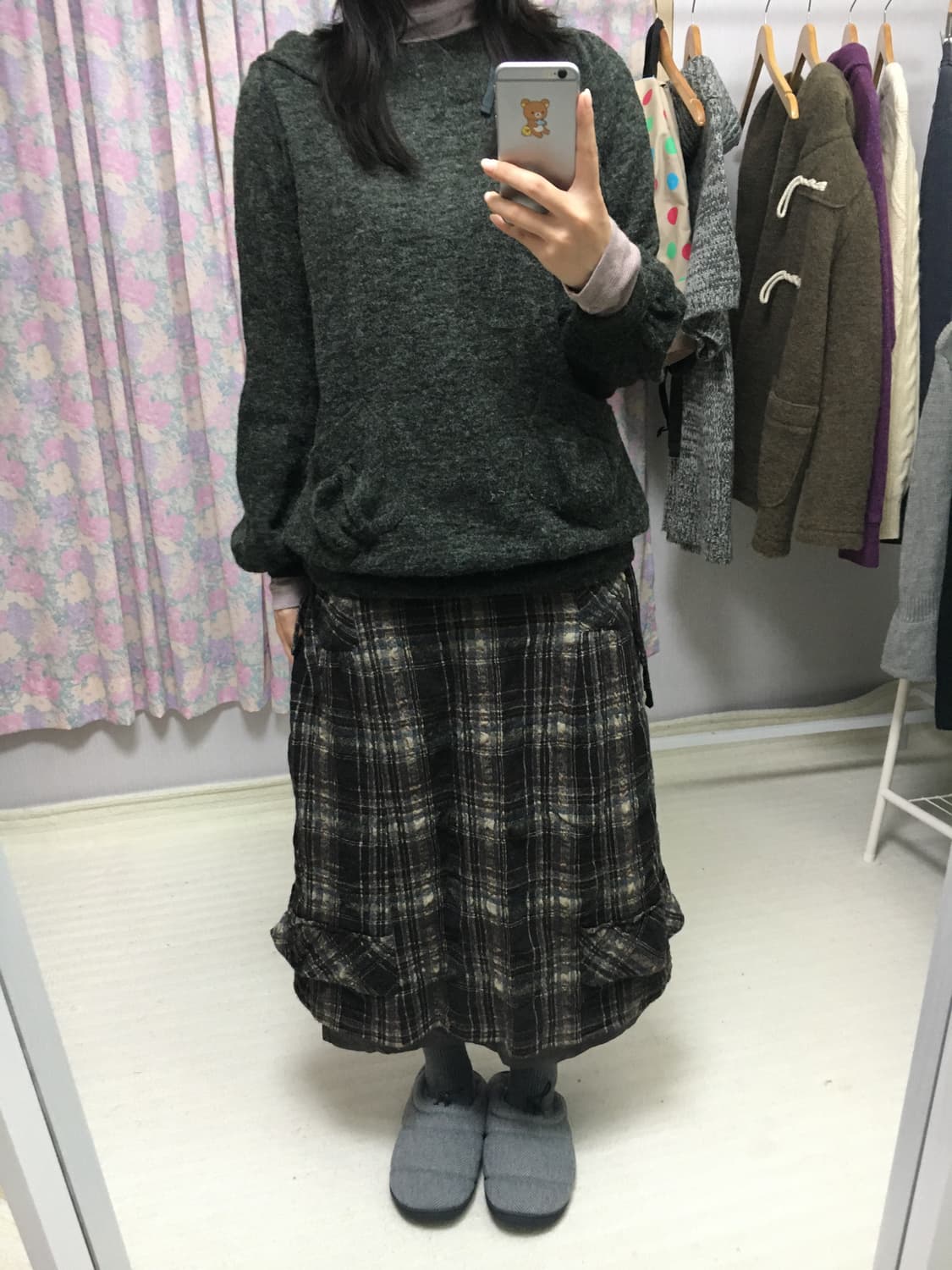 다크 카키 후드 니트  상품이미지3