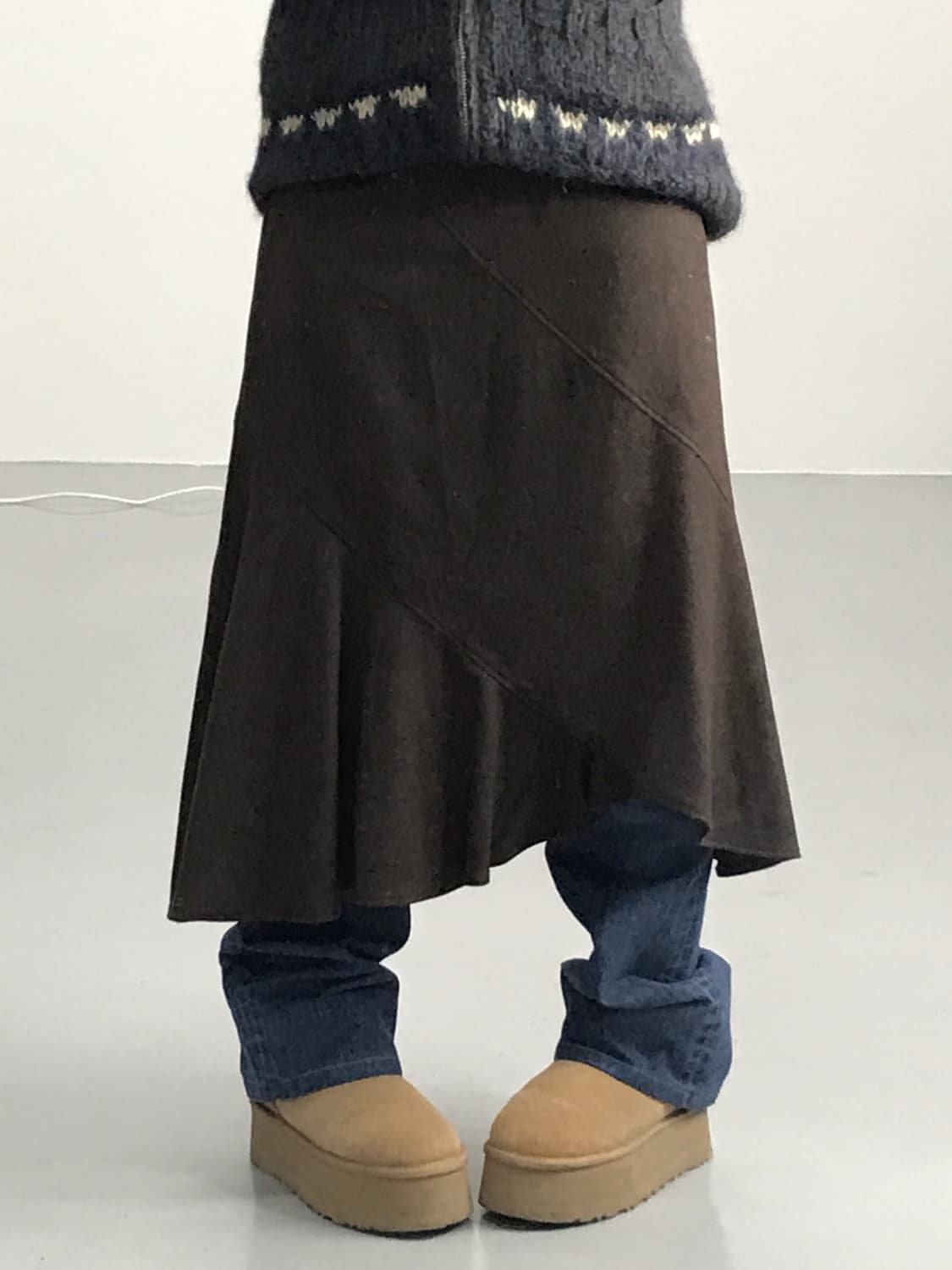 Amifur Brown Wool Midi Skirts 상품이미지1