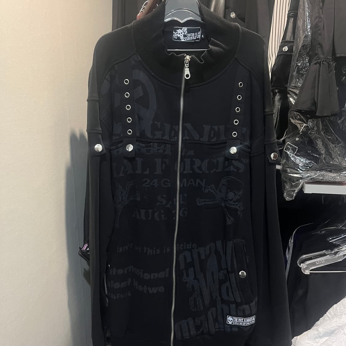 center clease 고스펑크 져지 집업 펑크룩 y2k 해골 상품이미지3