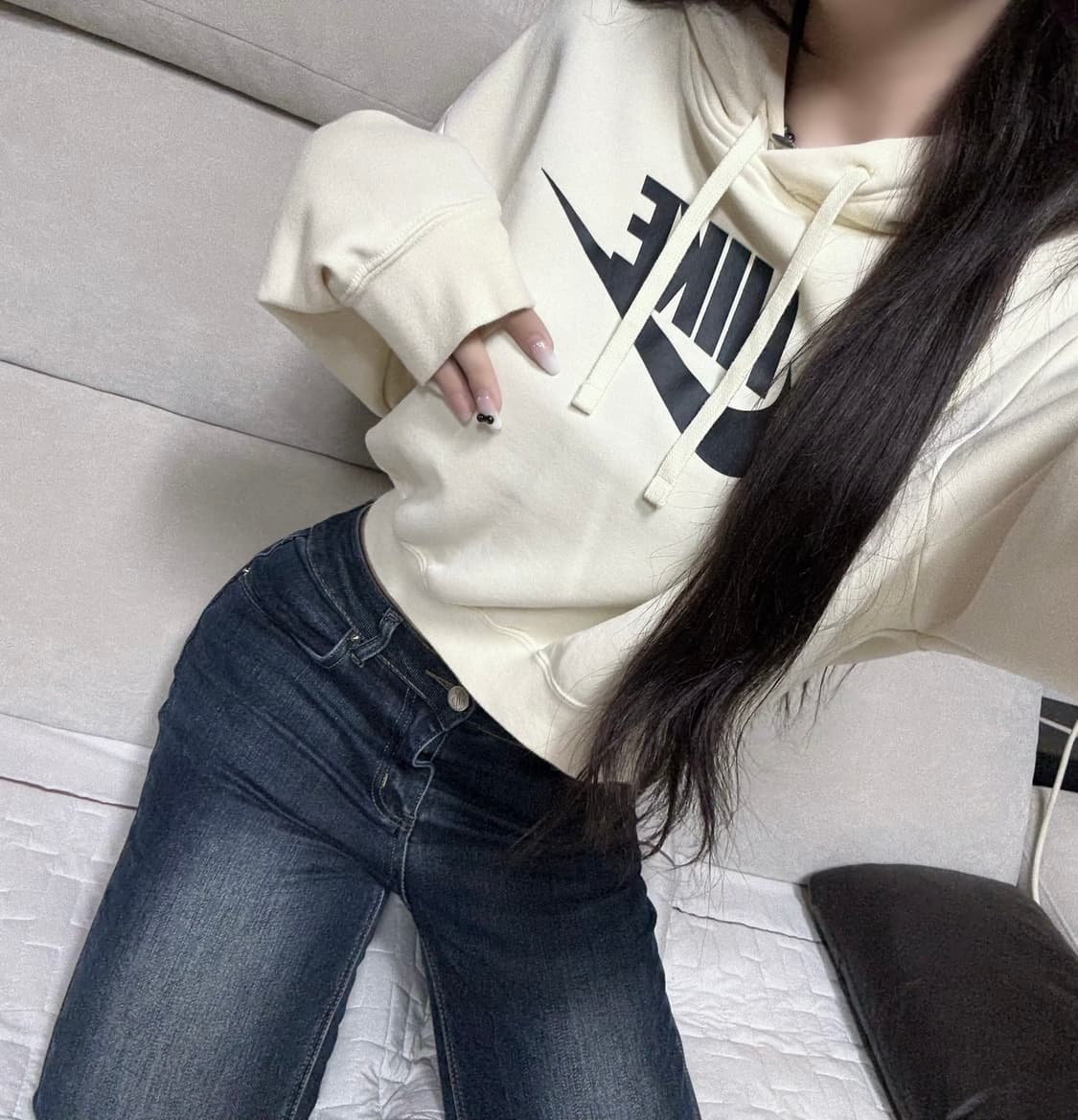 나이키 옐로우 크롭 후드 상품이미지1