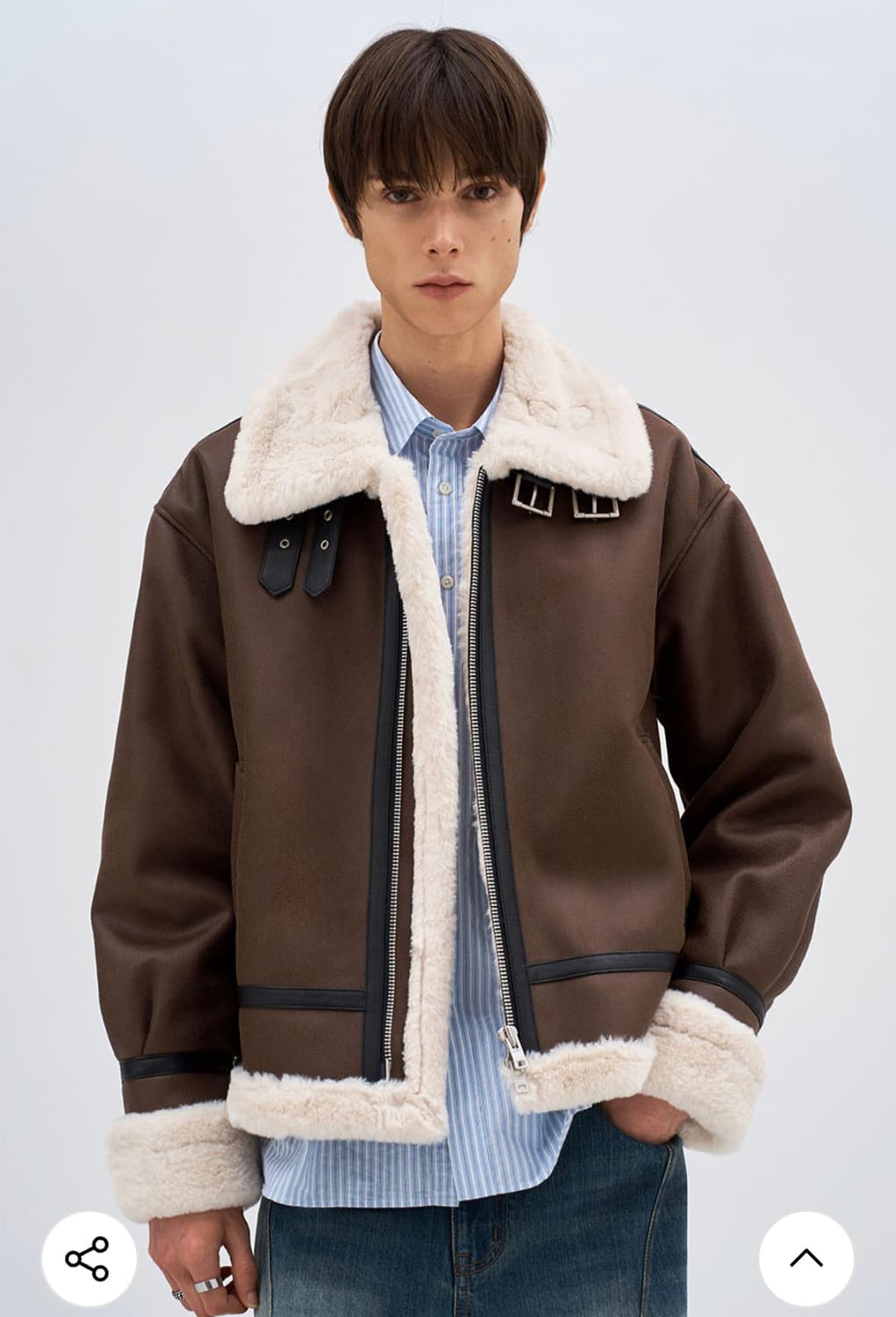 도프제이슨 하이넥레더 무스탕자켓L 상품이미지1