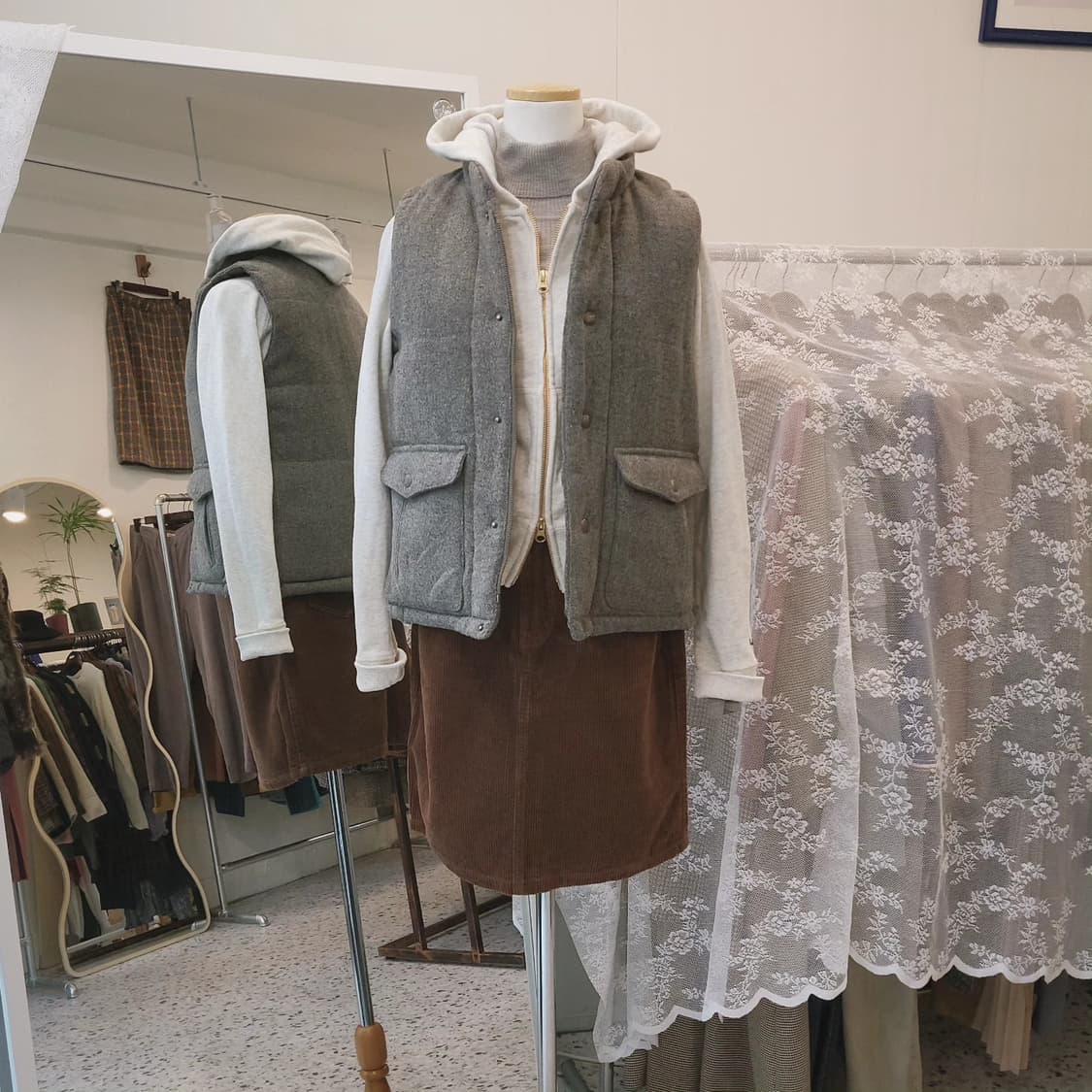 Coen 그레이 모직 패딩베스트 상품이미지7