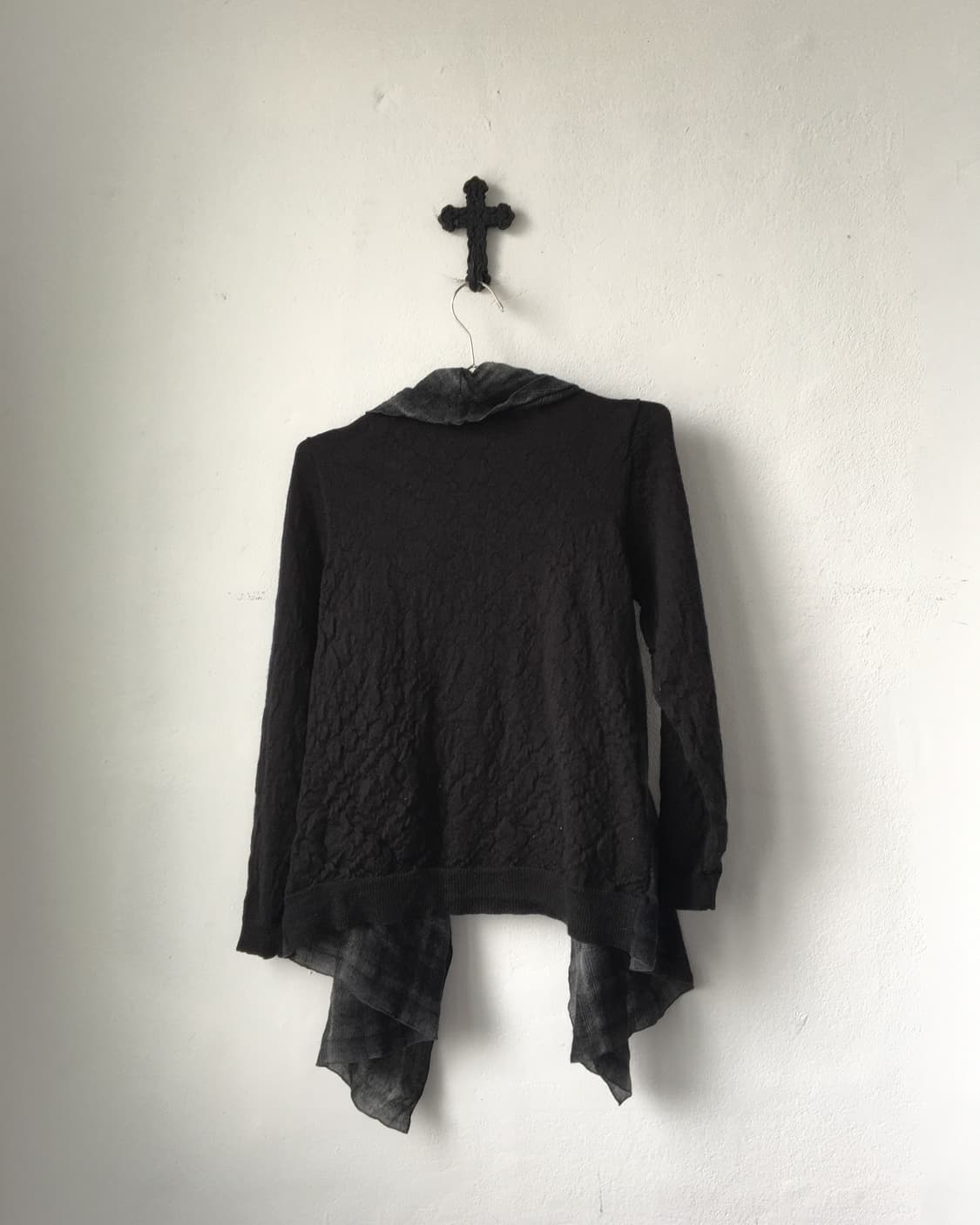 Check pattern drape woolen open caridgan 상품이미지3