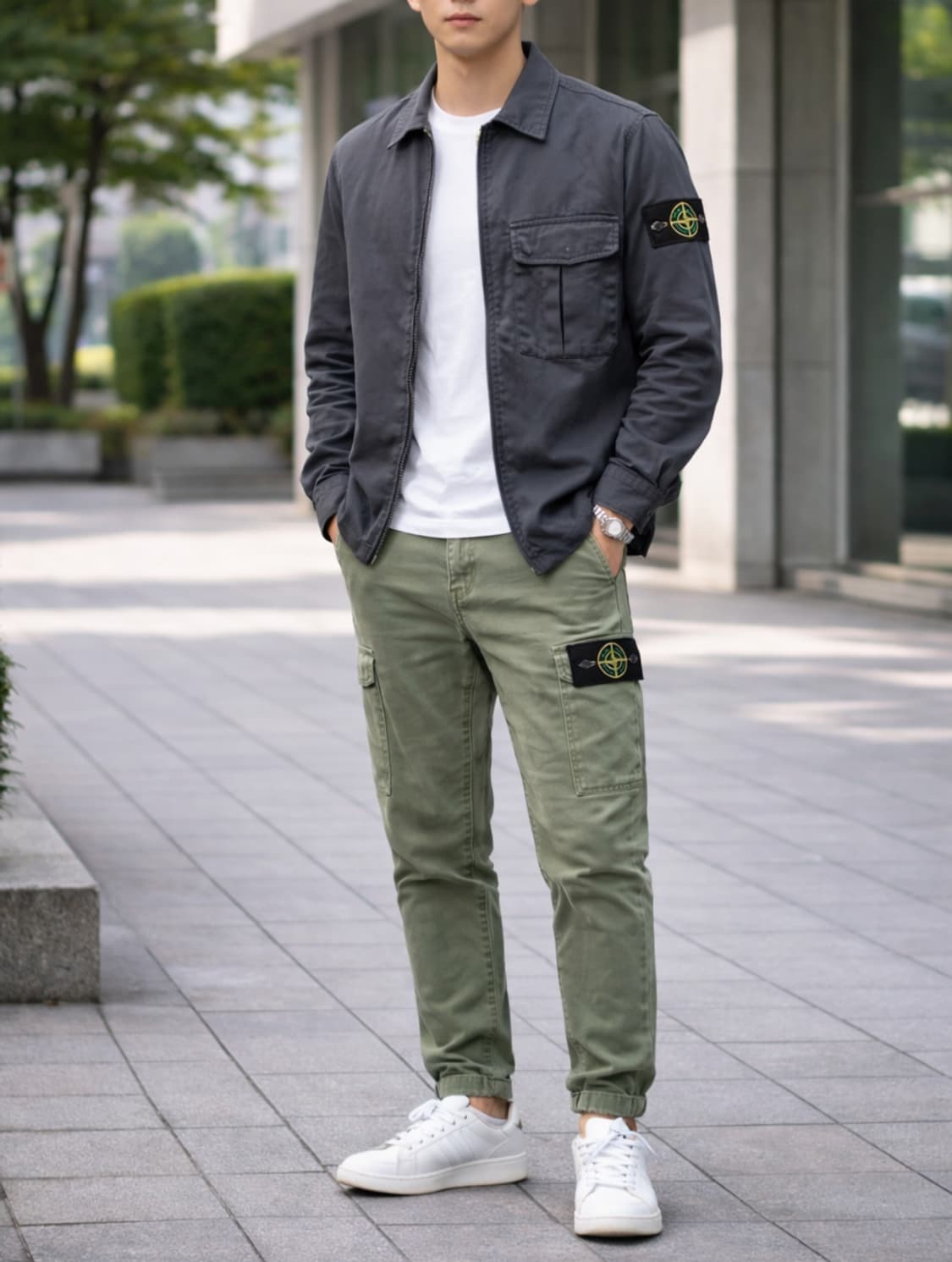 [23SS] 스톤아일랜드 가먼트다이 코튼 셔츠 자켓 (L) 상품이미지10