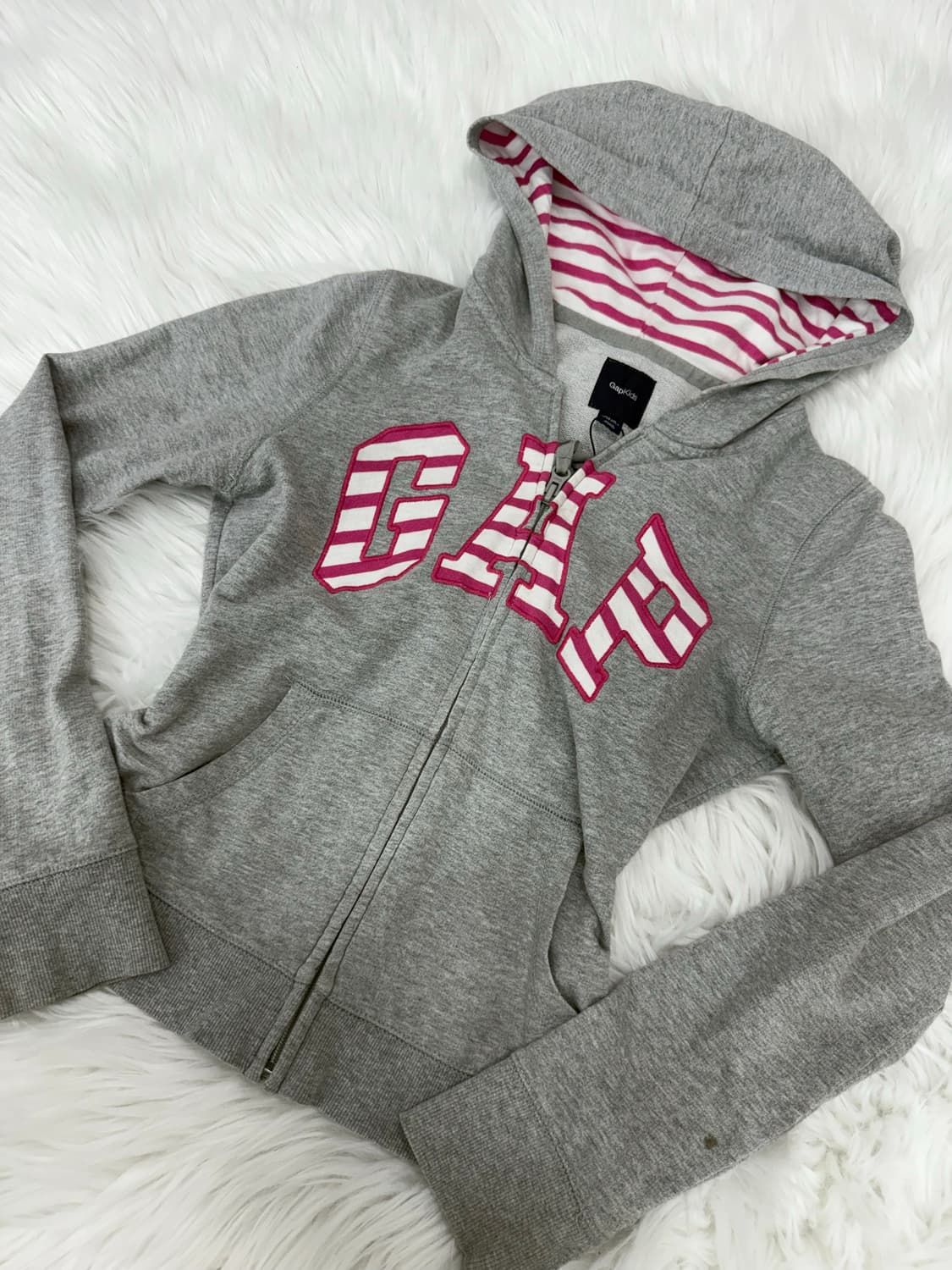 GAP pink stripe logo hood zip-up 상품이미지3
