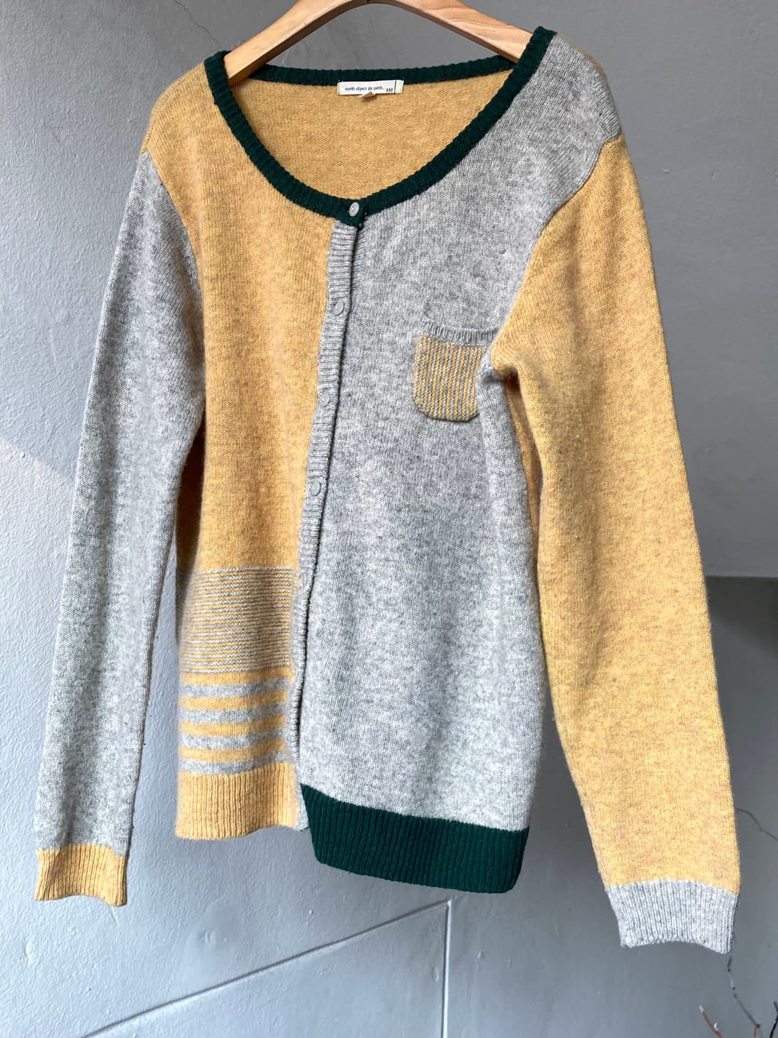 울 배색 세미 크롭 가디건 상품이미지4