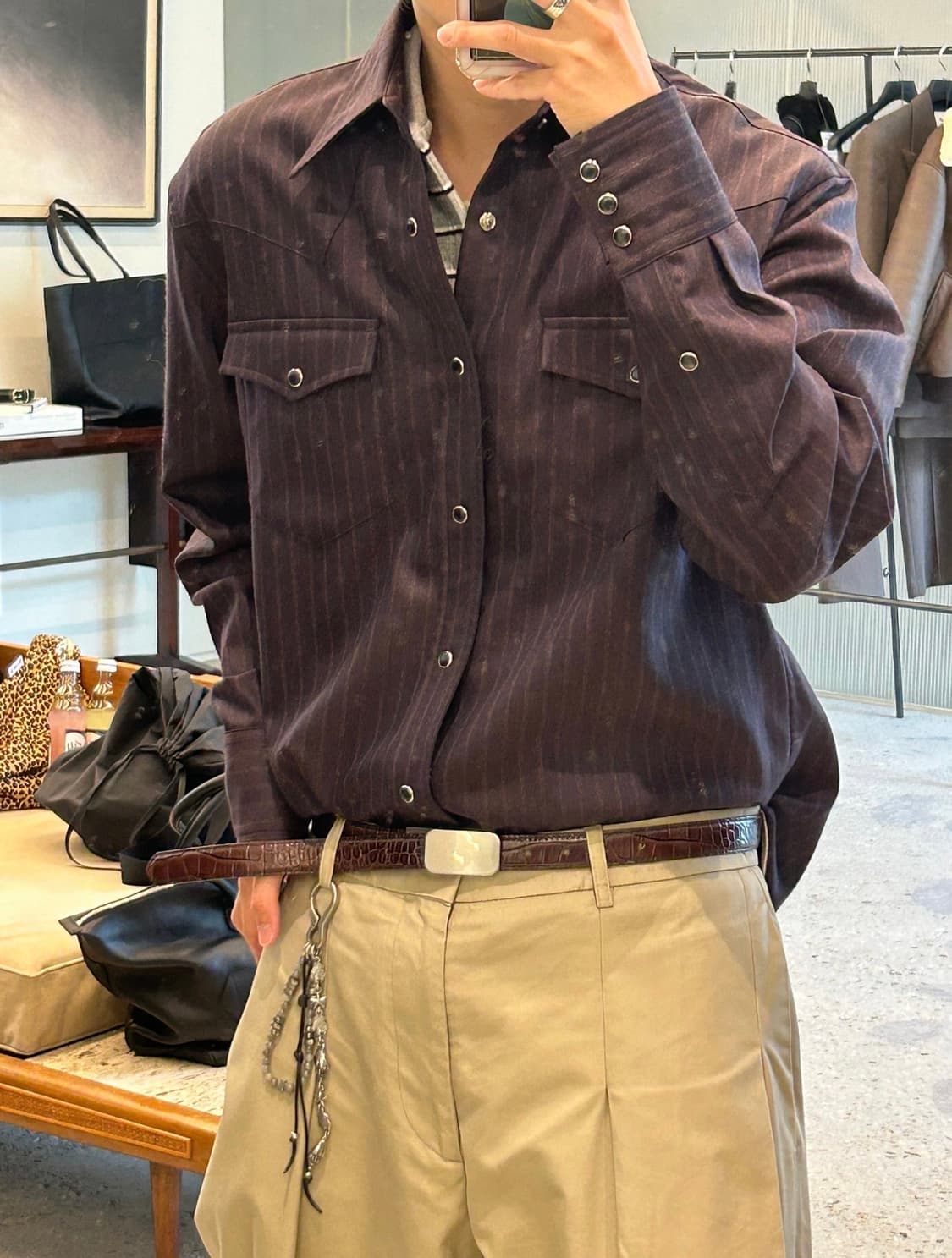 토니웩 25 fw 웨스턴 셔츠 다크 버건디 L 상품이미지1