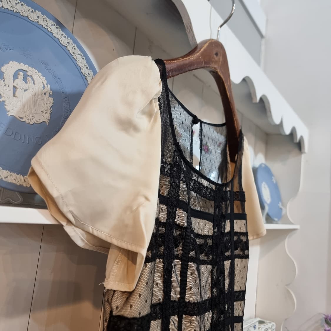 블랙 레이스 배색 쉬폰 원피스 상품이미지3