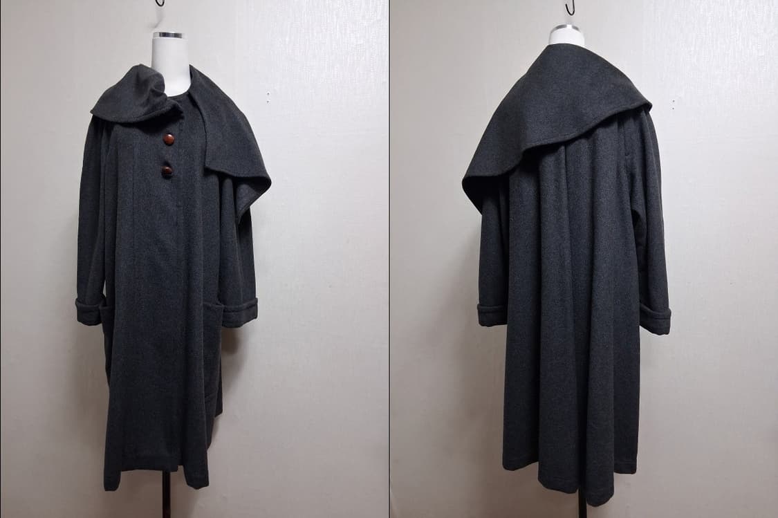 일본빈티지 엘레강스 부띠크 폴랜드산 케이프카라 플레어 코트 77까지 프리 상품이미지2
