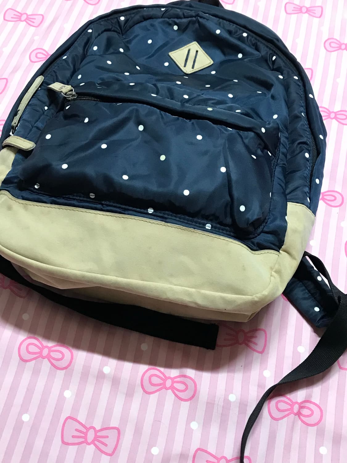 네이비 도트 백팩 모리가방  상품이미지3