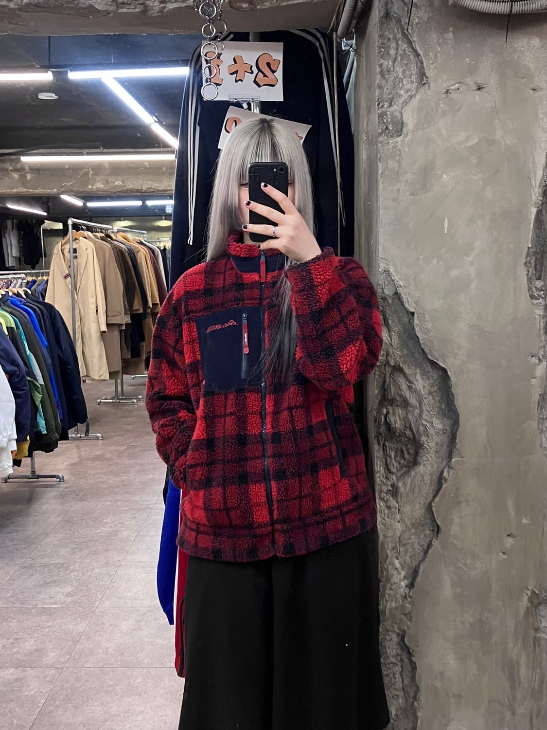 에디바우어 타탄 체크 플리스 자켓 레드 M  #csz3451 상품이미지2