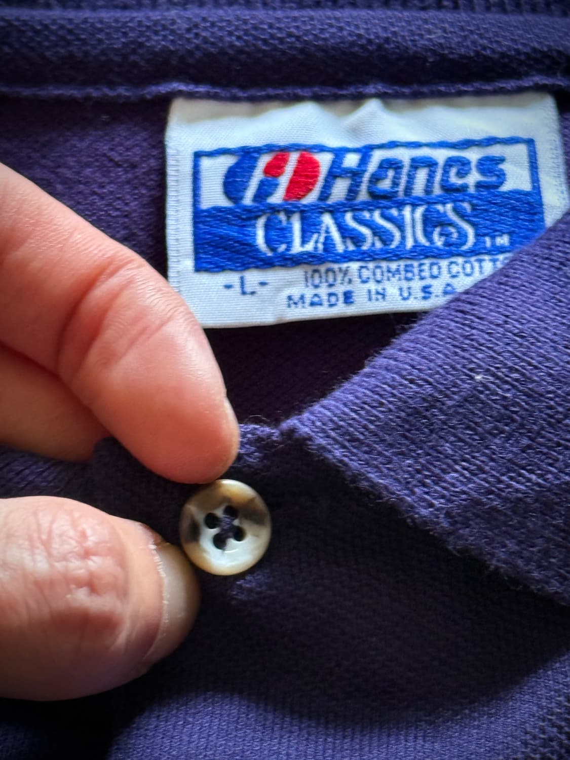 80s USA Hanes Navy polo T-shirt 상품이미지4