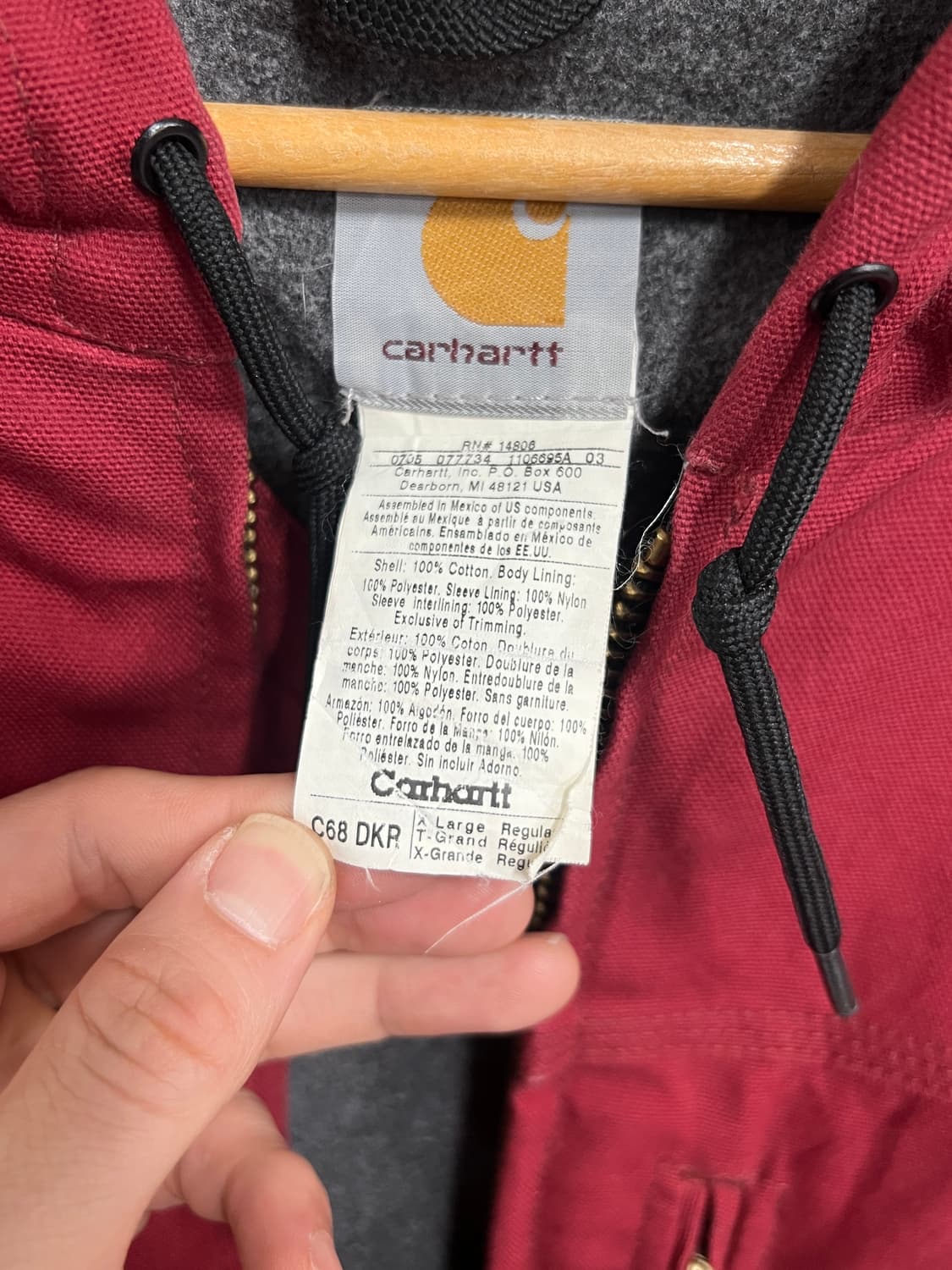 Carhartt 칼하트 C68 DKR 버건디 액티브 자켓 상품이미지7