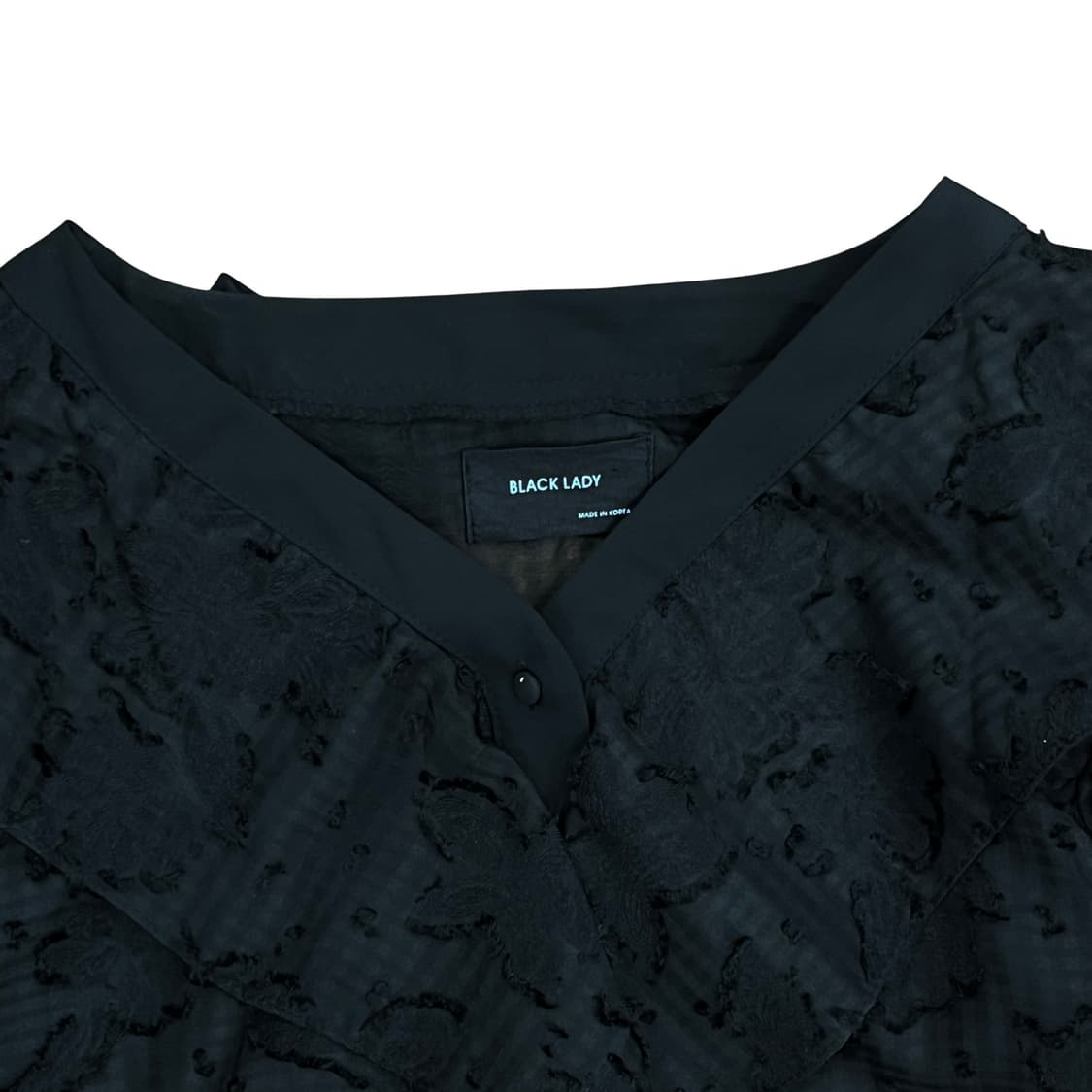 Big Shirring Black Lace Blouse 상품이미지7