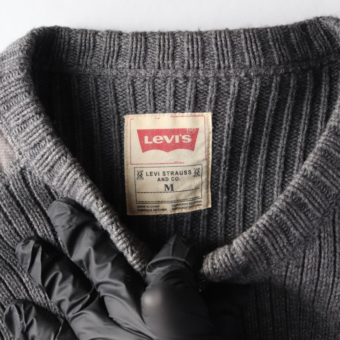 리바이스 숄더 패치 울 혼방 니트 집업 가디건 M 상품이미지5