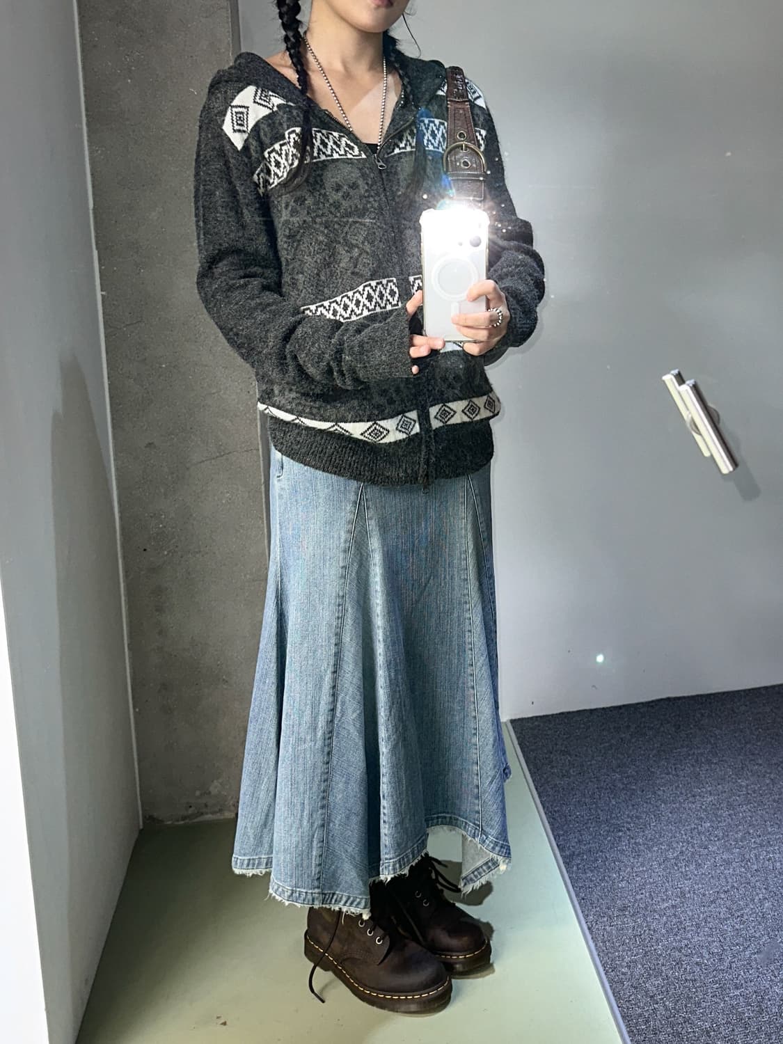 denim unbalanced skirt 상품이미지3