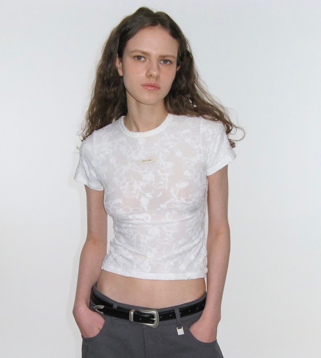 Floral lace sheer top 락케이크 반팔 (레이스) 상품이미지5