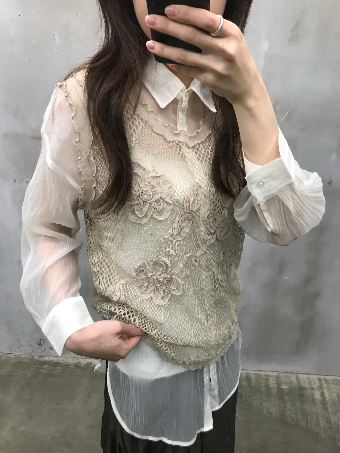 Vest*sheer shirt set 상품이미지3