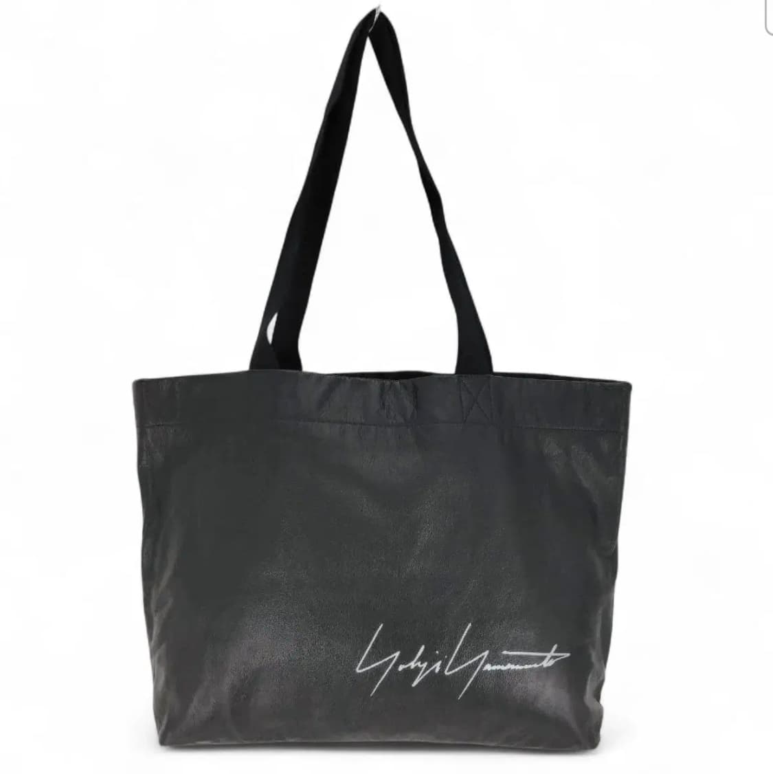 요지 야마모토 카우레더 레터링 토트백 상품이미지1