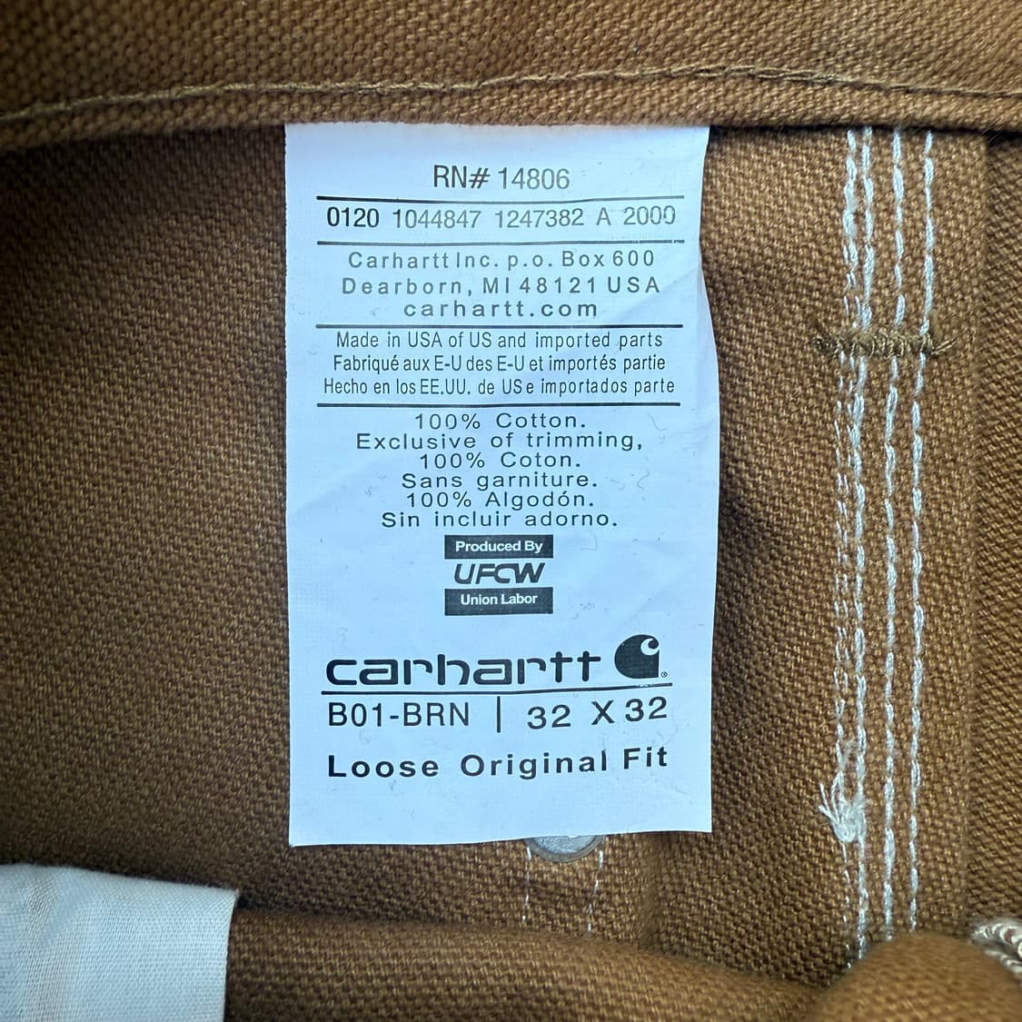 칼하트 더블니 팬츠 브라운 상품이미지4