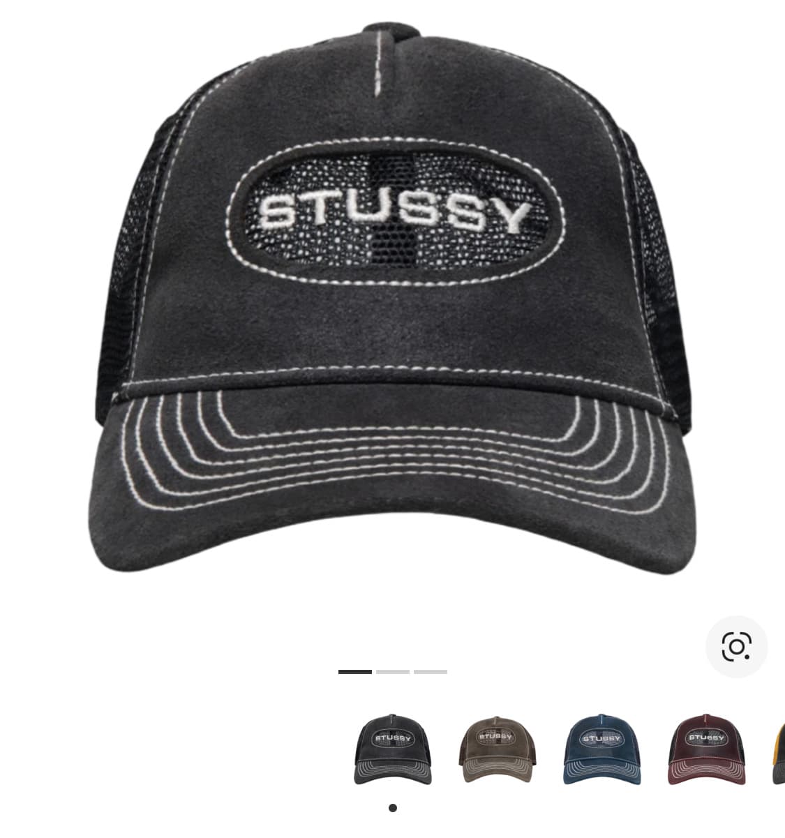 스투시 로우 프로 트러커 컷아웃 레더 스냅백 블랙 상품이미지1