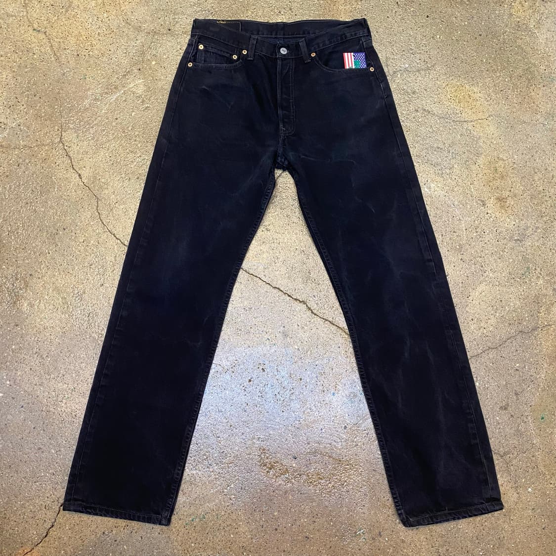 00s Made in USA 리바이스 501 흑청 데님 팬츠 상품이미지1