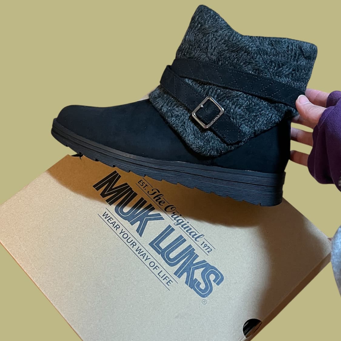 풀박! 무크룩스 니트 벨트 부츠 블랙 상품이미지4