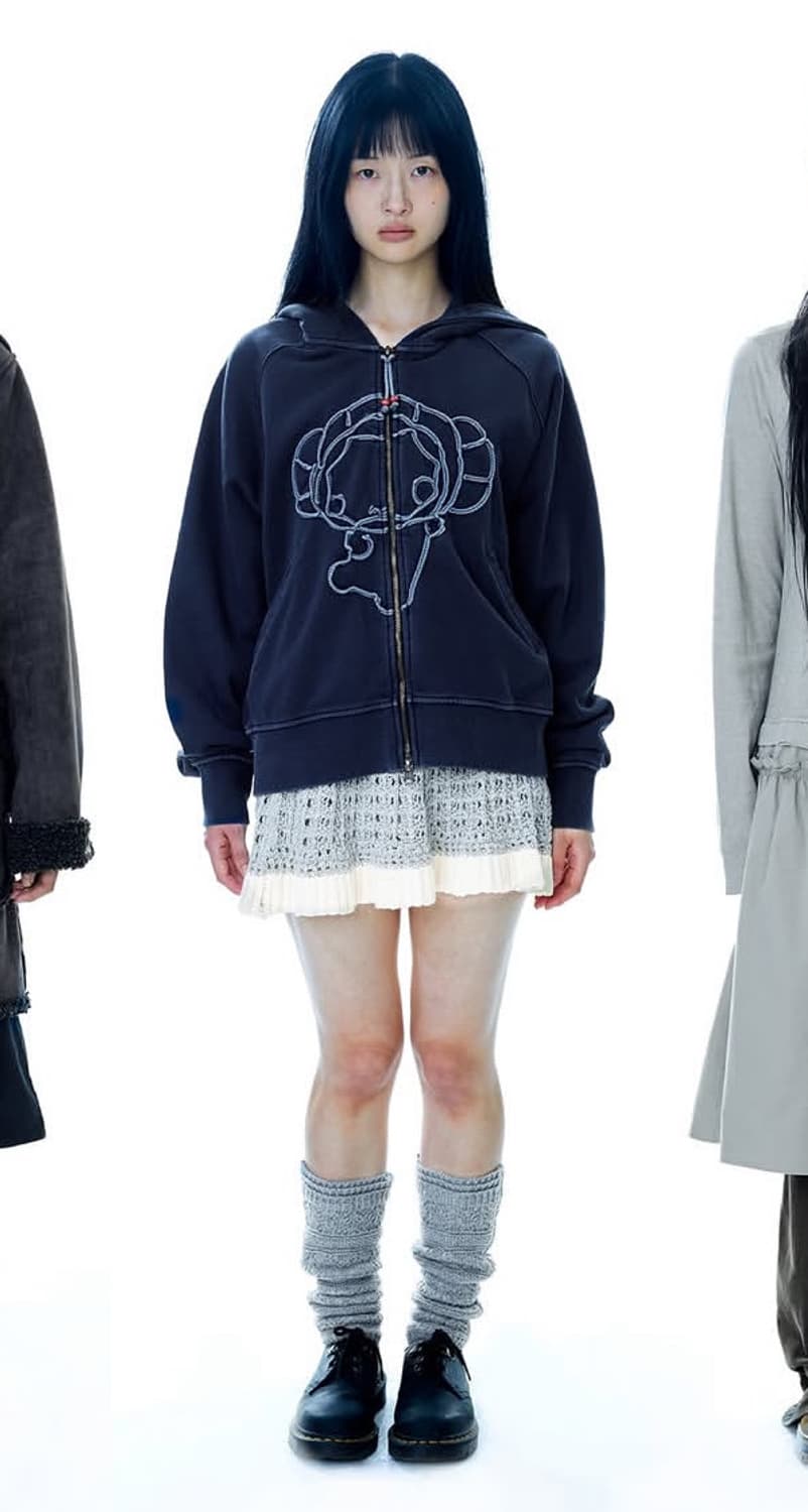 코이세이오 빈티지 테이프 후드집업 네이비 상품이미지2