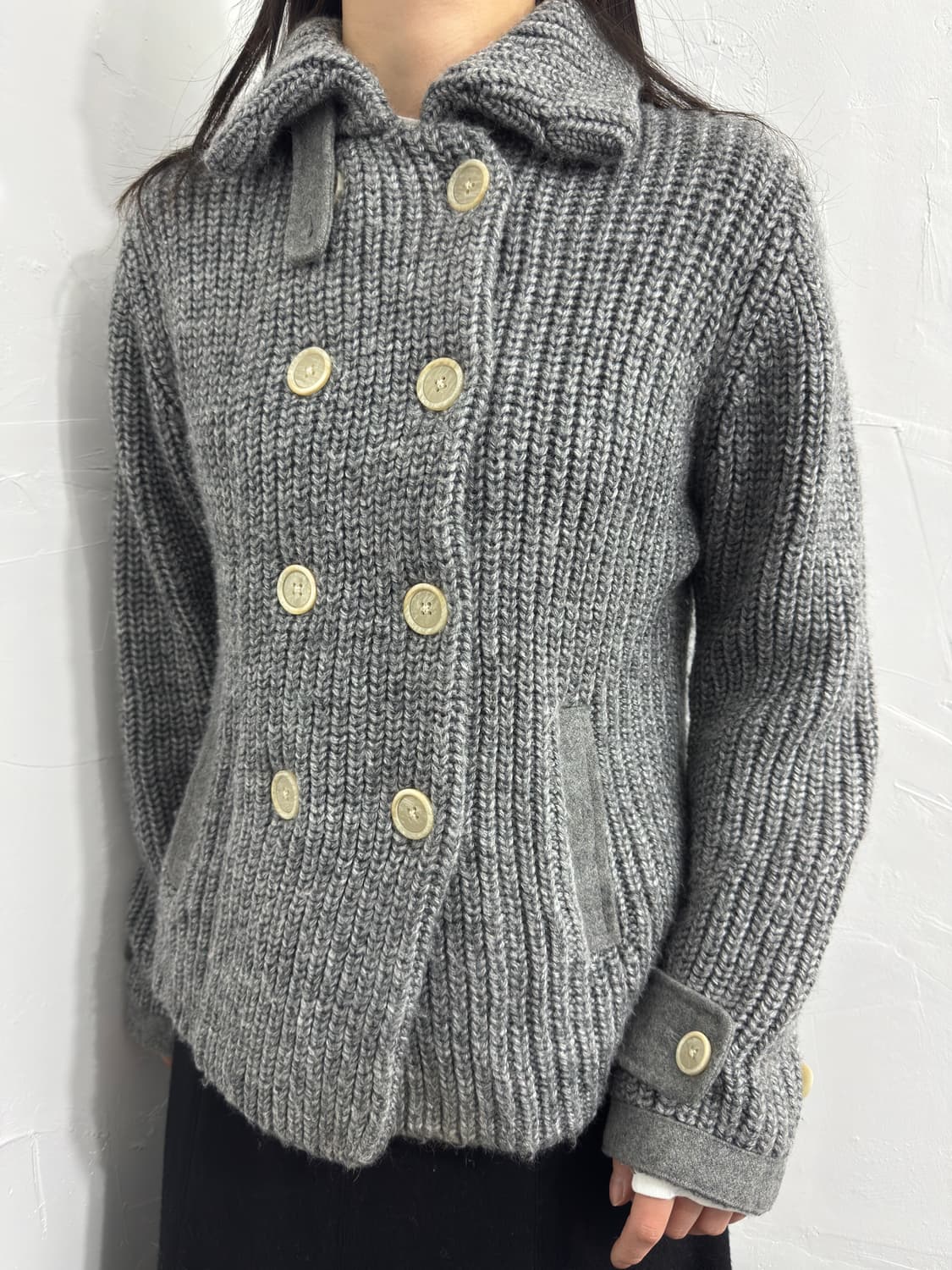 junko shimada dubble button knit cardiga 상품이미지2