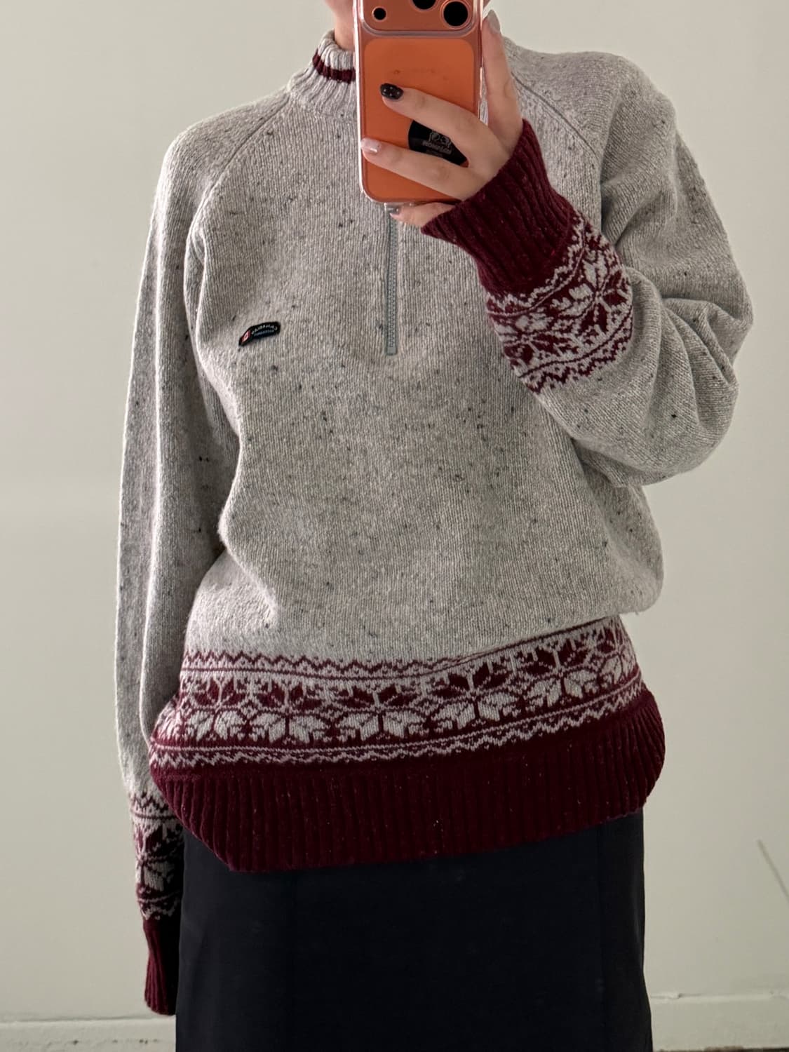 이태리 노르딕 패턴 반집업 니트 스웨터 상품이미지1