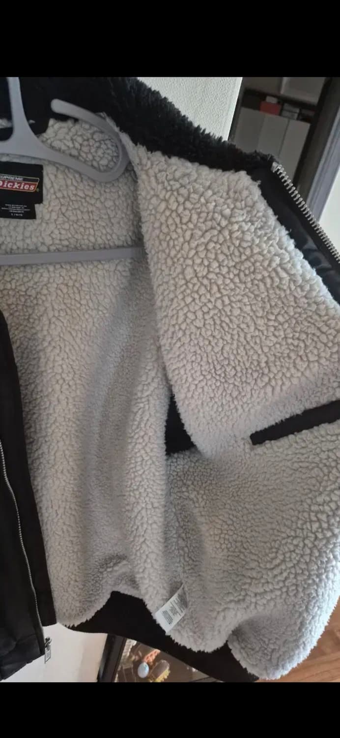 슈프림X디키즈 퍼 칼라 봄버자켓 블랙 L 상품이미지3