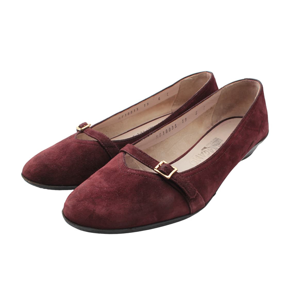 페라가모 와인 스웨이드 스트랩 플랫슈즈 36 1/2 C 상품이미지1