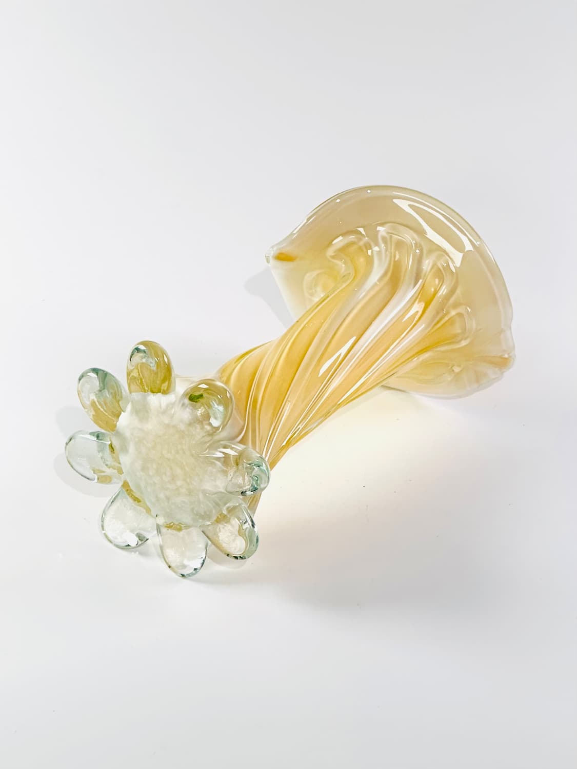 유럽 빈티지 아트글라스 옐로우 칼라 릴리 화병 상품이미지4