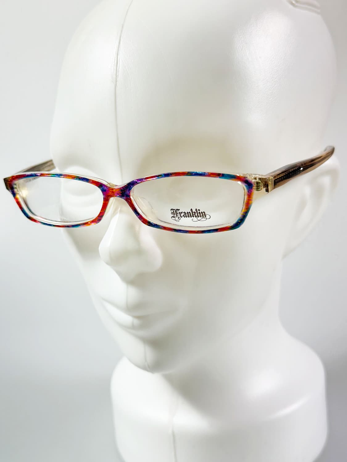 90s FRANKLIN 패턴 뿔테 스퀘어 프레임 빈티지 안경 상품이미지8