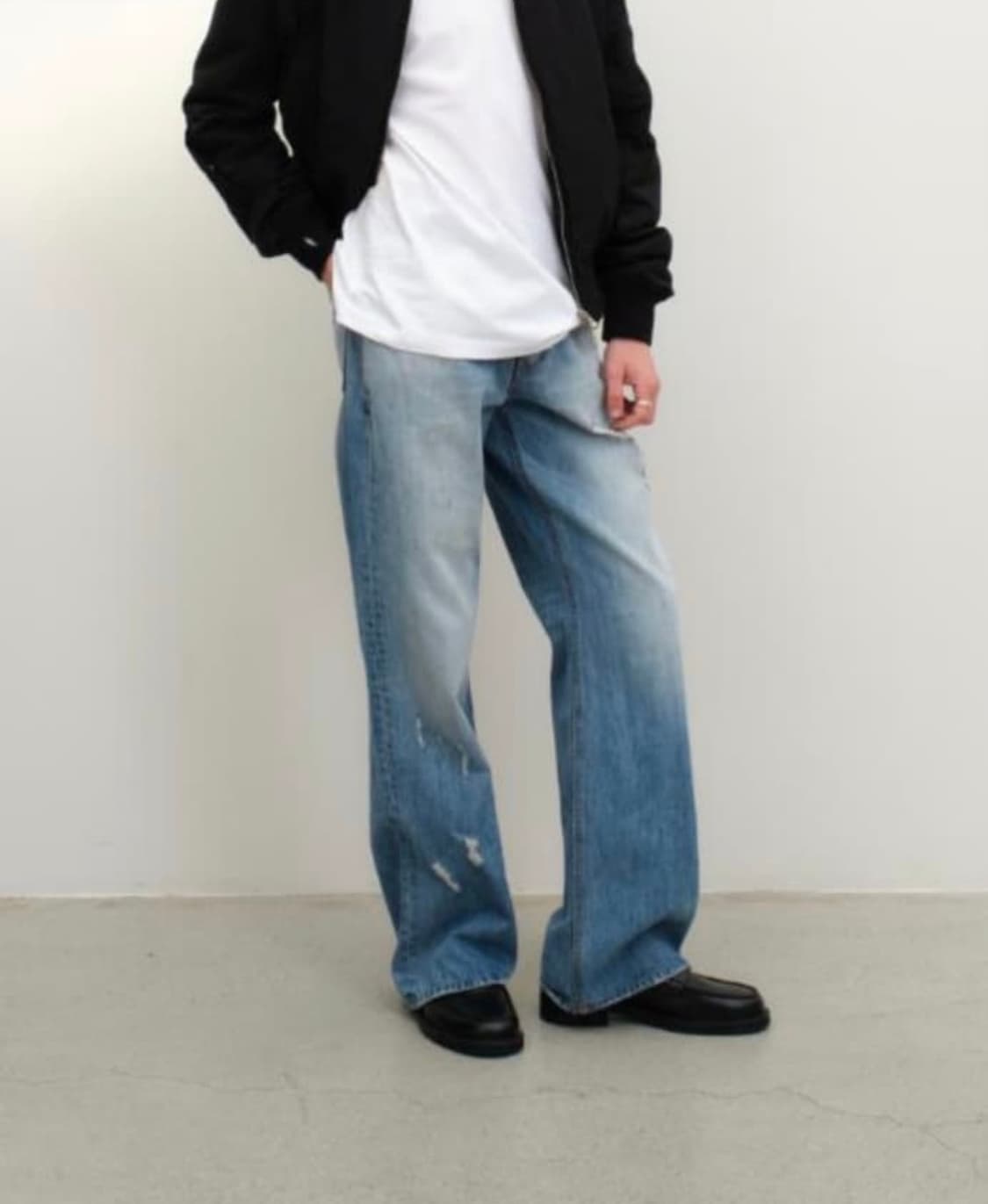 리들 데미지 워싱 와이드 데님 팬츠 청바지 2사이즈 상품이미지1